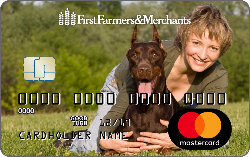 debit card with custom photo of a woman and her dog